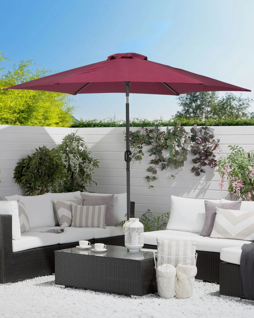 Ombrellone da giardino in tessuto bordeaux 230 cm resistente agli agenti atmosferici