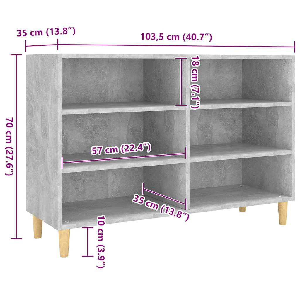 Buffet credenza cassettiera armadio mobile contenitore organizer per cucina soggiorno salotto 103,5 x 35 x 70 cm legno ingegnerizzato grigio 02_0031838