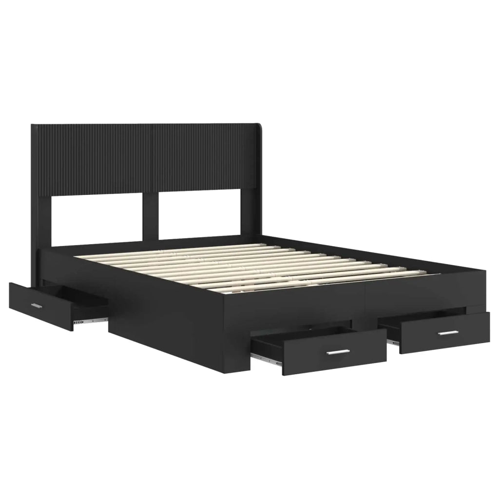 Struttura del letto con stoccaggio e testata Nero 135 x 190 cm 3414476