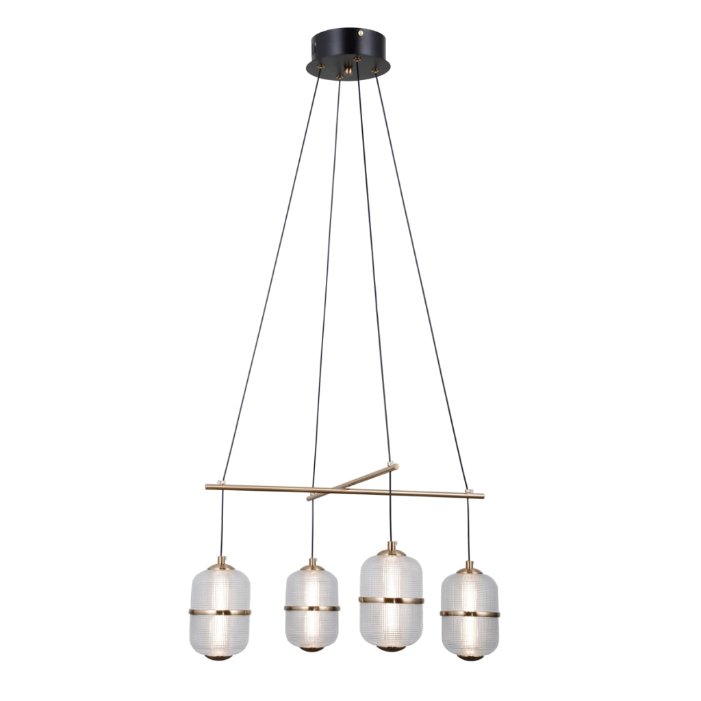 Lampada sospensione ALANI nera oro vetro LED 24W Italux