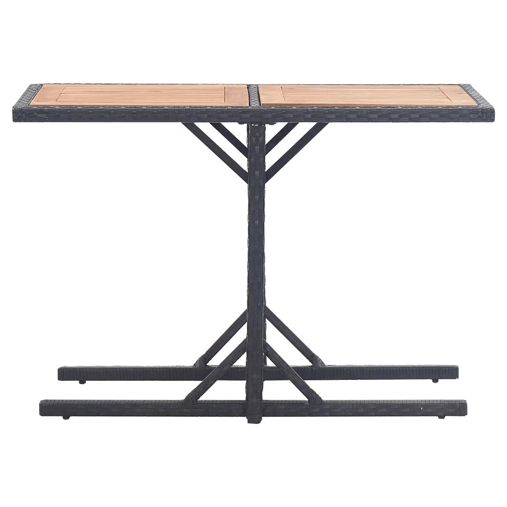 Tavolo da Giardino Nero cm in Massello di Acacia e Polyrattan 46456