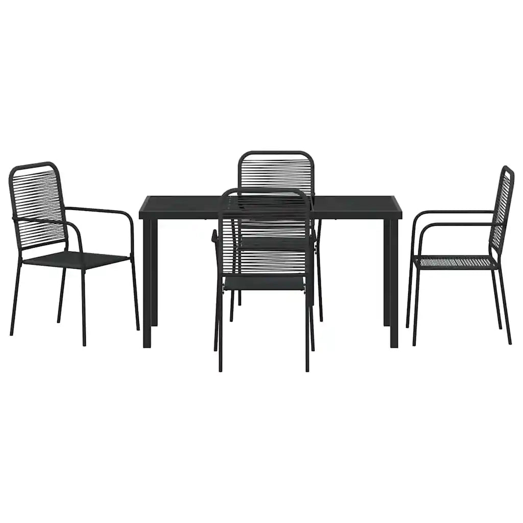 Set da Pranzo per Giardino 5 pcs Nero