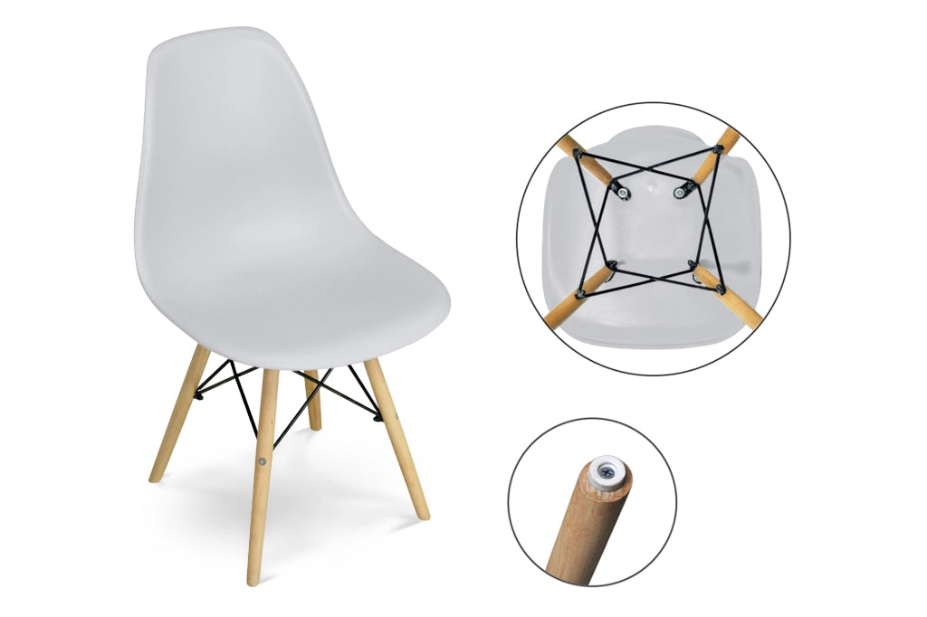 Sedia in plastica grigia con gamba, piede in legno (2 pz) - SD01NOPL