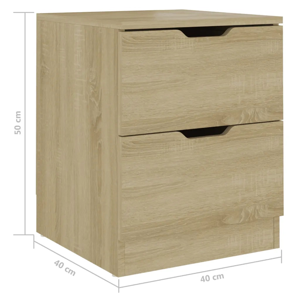 Set di 2 Comodini | Armadio da Notte | Mobiletto da notte Rovere Sonoma 40x40x50 cm in Legno Multistrato
