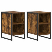 Set di 2 Comodini | Armadio da Notte | Mobiletto da notte Rovere Fum¨¨ 39.5 x 30 x 50 cm Legno multistrato