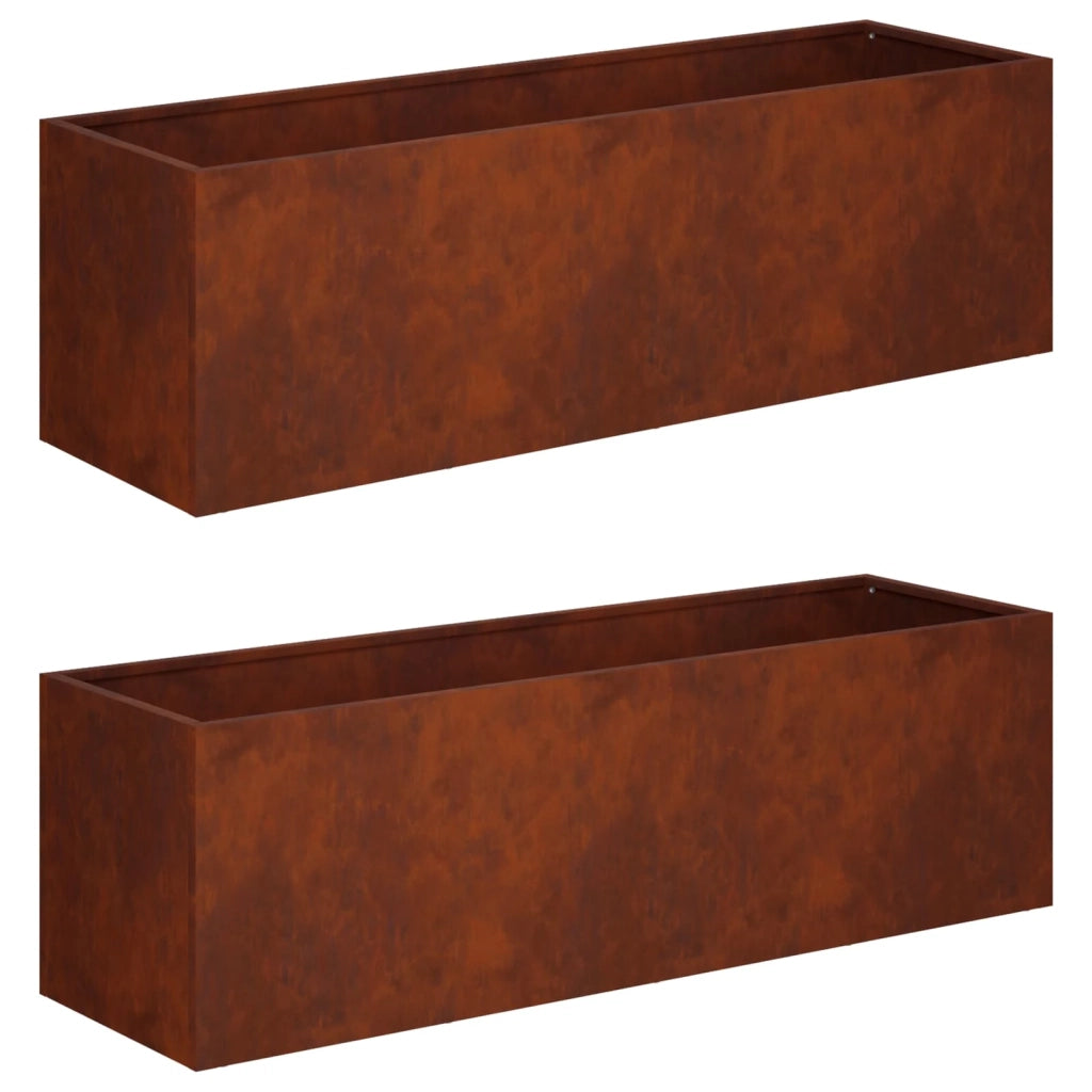 Vaso da giardino 2 pz Ruggine 80 x 30 x 30 cm Acciaio Corten 8005217