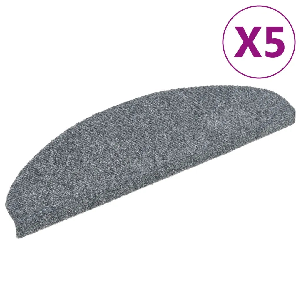 Tappetini per scale autoadesivi 5 pz 65x21x4 cm Grigio chiaro Semicircolari Grandi 149704
