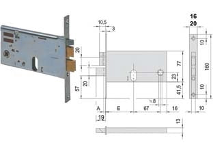 ELETTROSERRATURA DA INFILARE PER FASCE MM.77 H 1446- - mm.70 (14461900) frontale mm.20 - 1 pezzi CISA