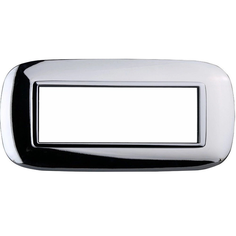 Trade Shop - Placca Oval 3 4 6 Moduli Colore Cromo Lucido Compatibile Bticino Axolute -  -6 Fori     -