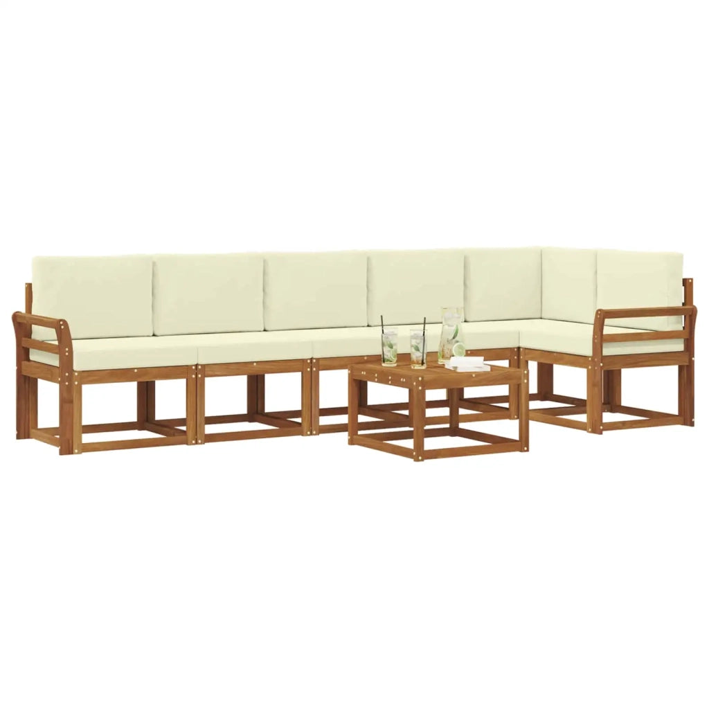 Set di divani da esterno con cuscino 7 pcs Naturale e Crema 3366498