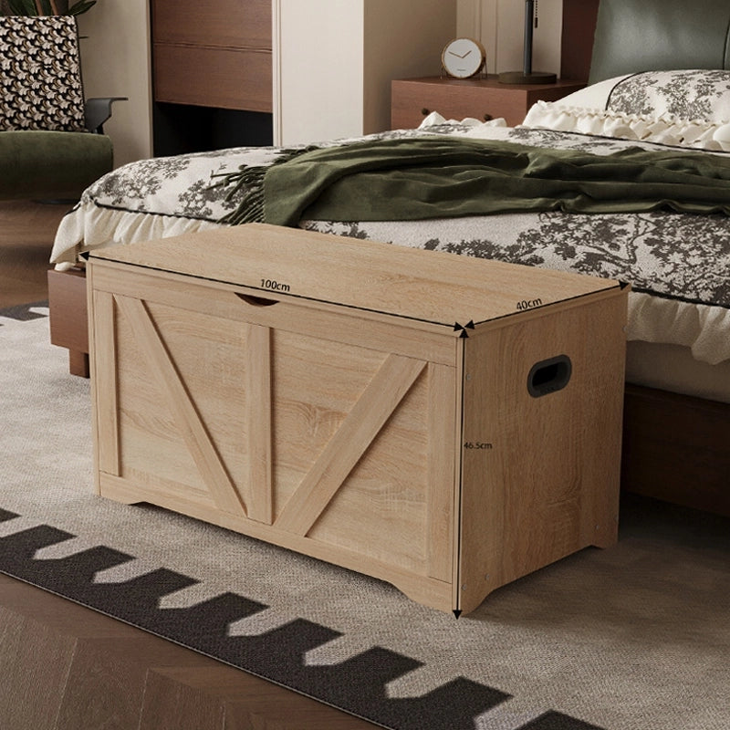 GRANDE CASSA DI LEGNO PER CONTENITORE MARRONE CHIARO BAULETTO PANCA