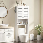 MOBILE SOPRA WC CON ARMADIETTO A 2 ANTE E RIPIANO APERTO, IN LEGNO BIANCO, 67X31.5X190 CM