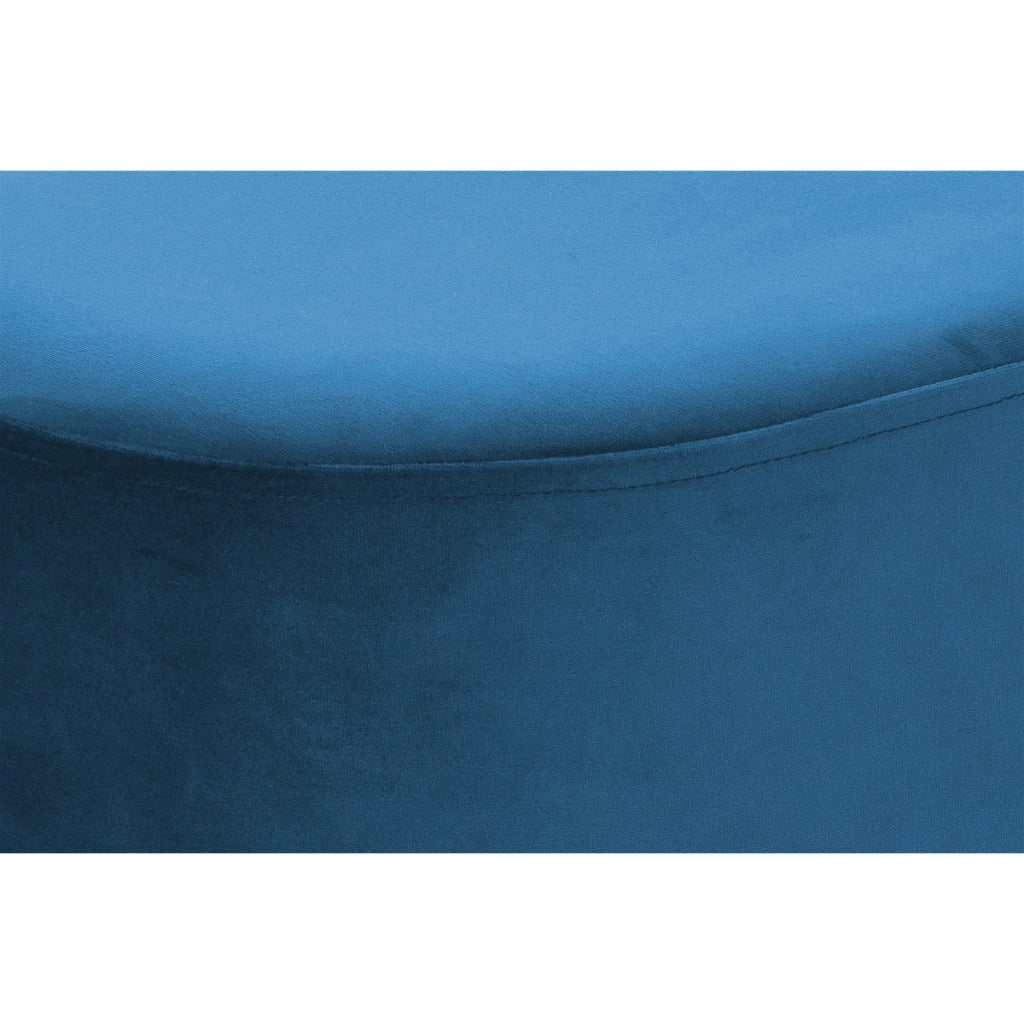 Pouf ovale Nano in velluto blu con base dorata