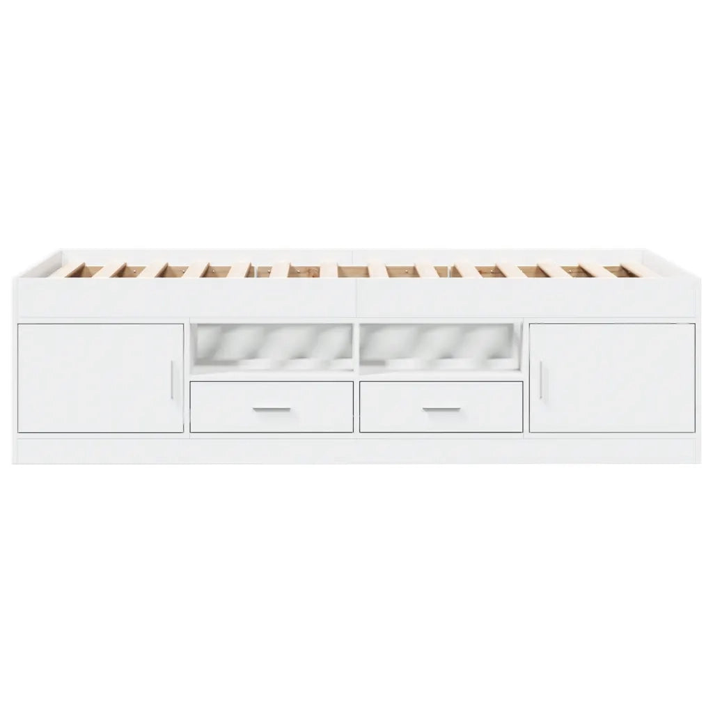Divano Letto con Cassetti senza Materasso Bianco 90x200 cm 3280244