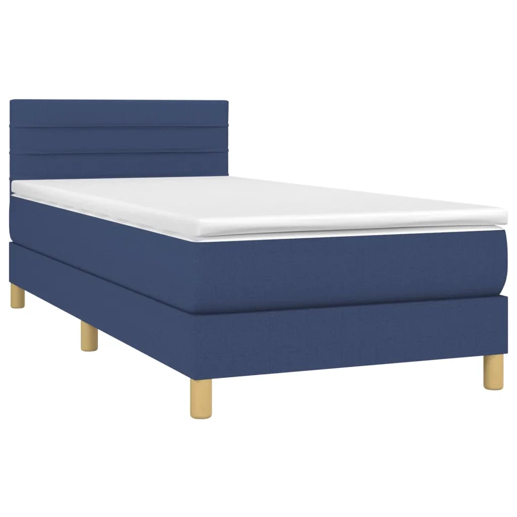 Letto a Molle con Materasso e LED-Struttura Letto con Materasso Blu 90x190 cm in Tessuto 657656