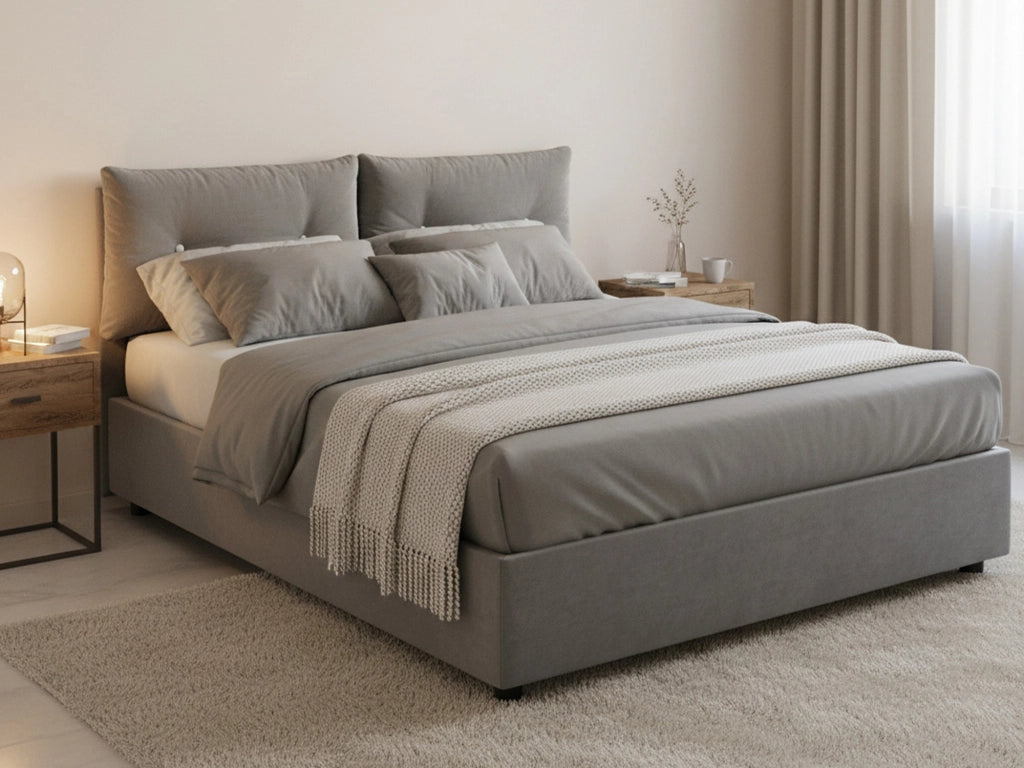 Agamennone, Letto Piazza e Mezza Sfoderabile Made in Italy, Grigio