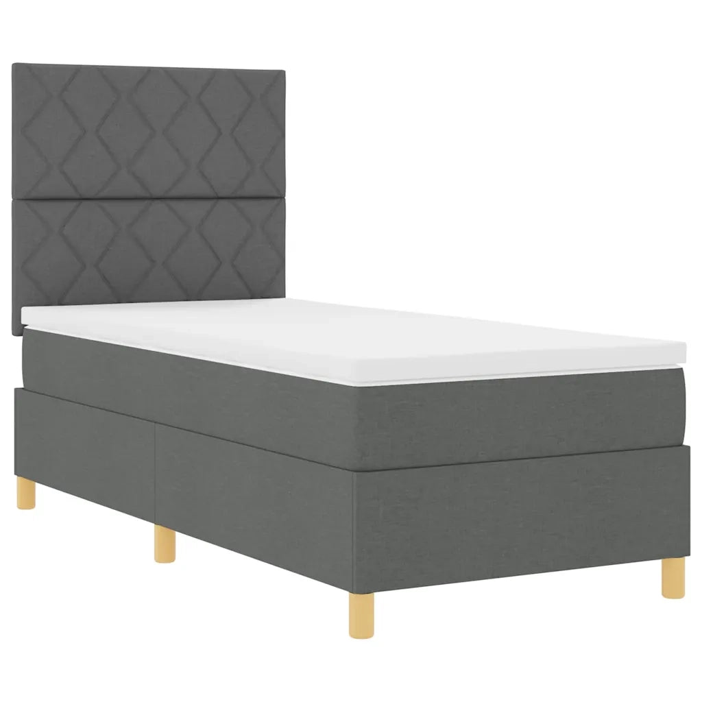 Letto a molle con testiera Grigio scuro 90 x 190 cm Tessuto 3339659