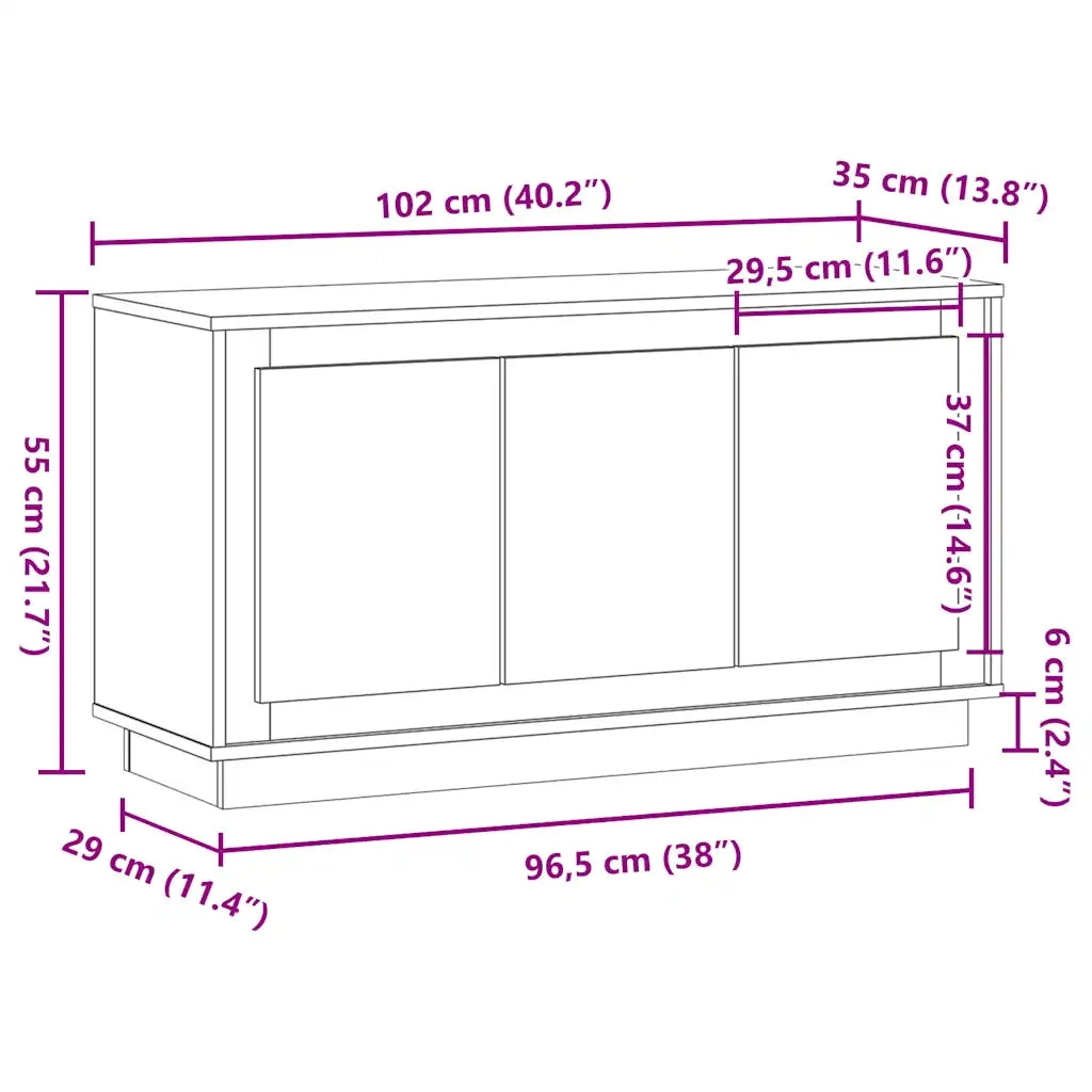 Credenza Legno Antico 102x35x55 cm in Legno Multistrato