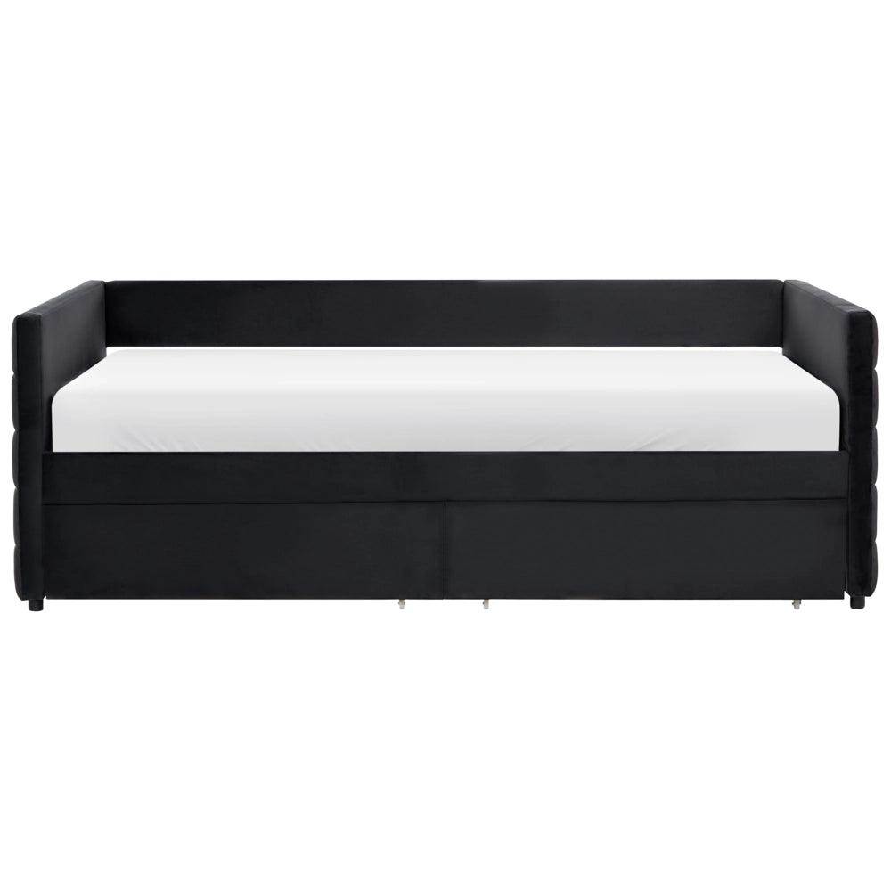 Letto con contenitore con cassetti in velluto nero 90 x 200 cm stanzetta design elegante