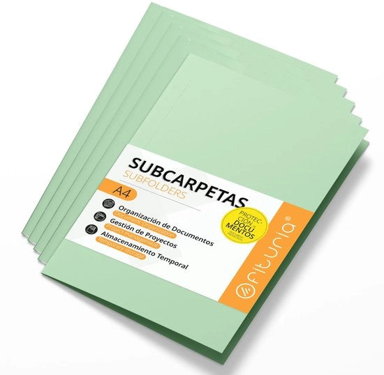 Documentaliere dossiermappen A4, 180g, classificatiemappen per documenti, confezione da 50 dossiermappen robuste in diverse colori per ufficio e archiviazione - Ofituria (verde)
