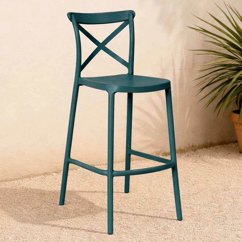 Sgabelli da bar set da 2 verde petrolio sprint plastica h 75 cm