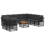 Set di divani da esterno 11 pcs Nero e Grigio scuro Poliestere 3437505