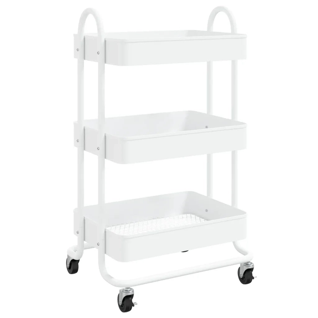 Carrello a 3 Livelli Bianco 43x34x79 cm in Acciaio cod mxl 58885
