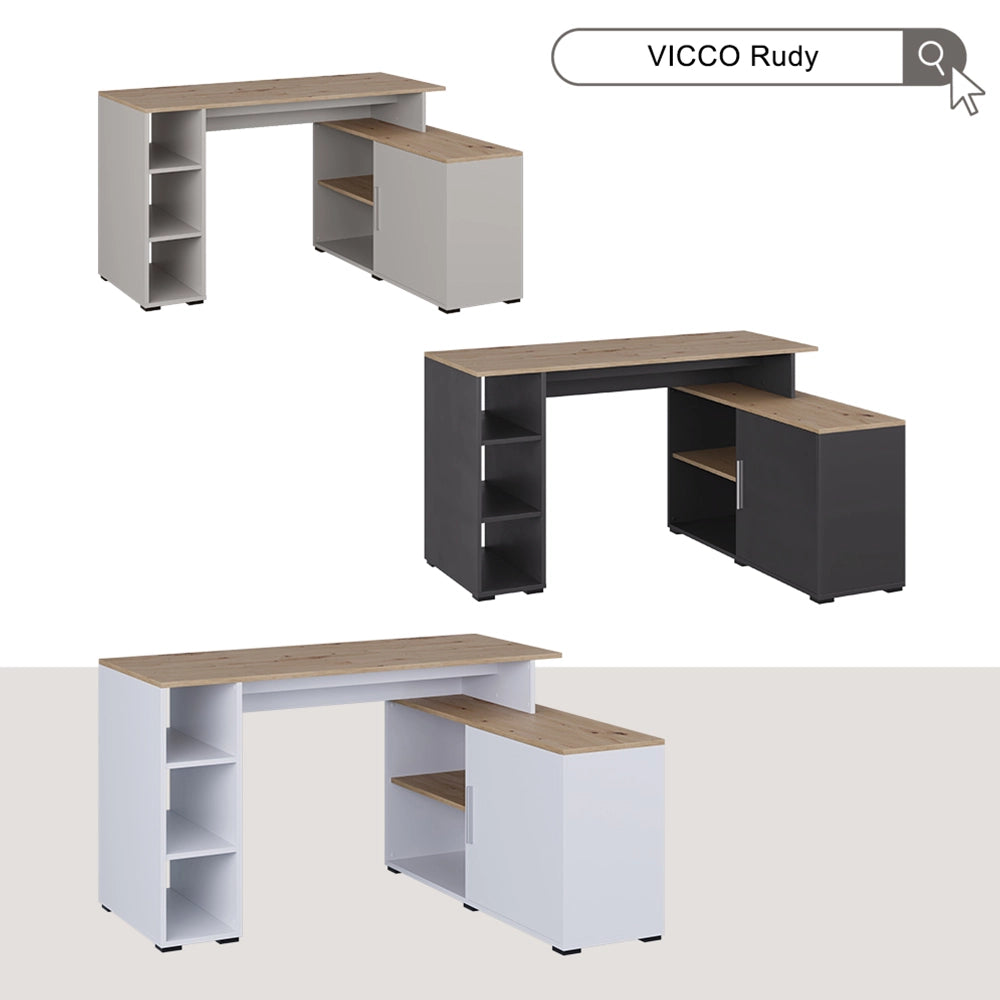 Vicco Scrivania angolare Cachemire 135 x 110 cm con ripiani