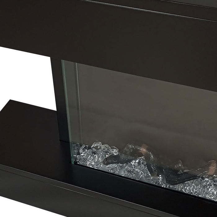 Camino Elettrico da Parete o Incasso Alaro Ultra+ 152x18x52 cm Effetto Fiamma Telecomando in MDF Nero