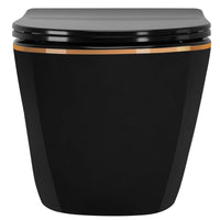 Vaso Wc Sospeso Rea Carlo Mini Rimless Duroplast Flat Black Gold Edge