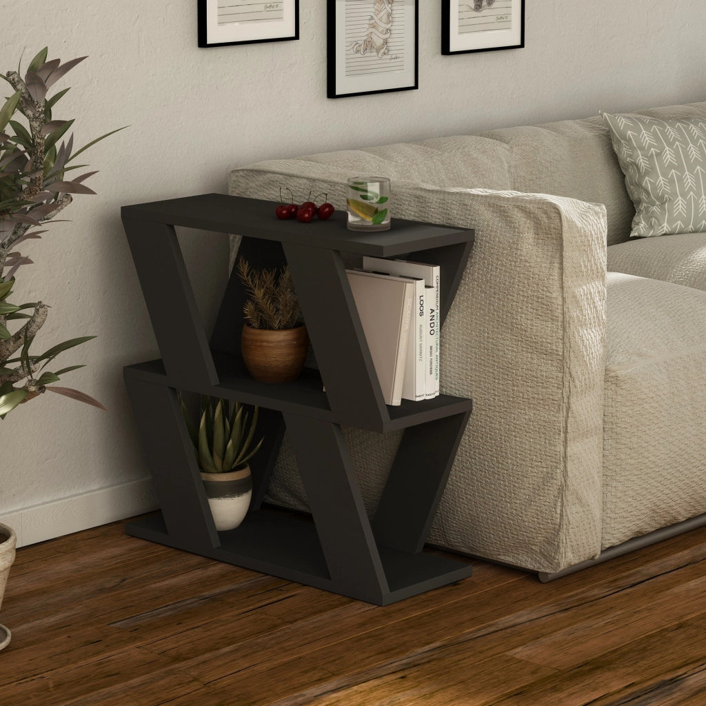 Tavolino laterale in legno "Lazena" - 60 x 22 x 57 cm - Antracite