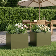 Vaso da giardino 2 pz Verde Oliva 40 x 30 x 30 cm 8005197