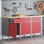 Mobile da lavoro 3 pz Rosso e Grigio 150 x 55 x 85 cm 3321367
