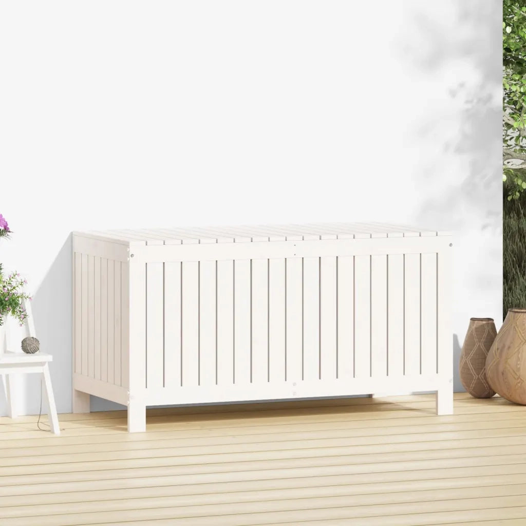 Contenitore da Giardino Bianco 121x55x64 cm Legno Massello Pino CFW4929094