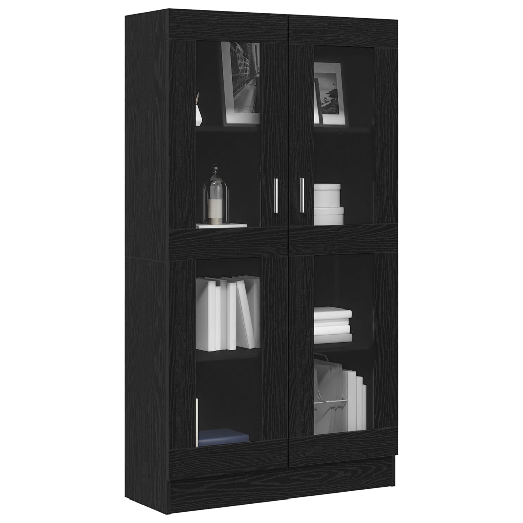 Libreria Nera in Finitura Rovere di  82,5x30,5x150 cm in Legno Ingegnerizzato