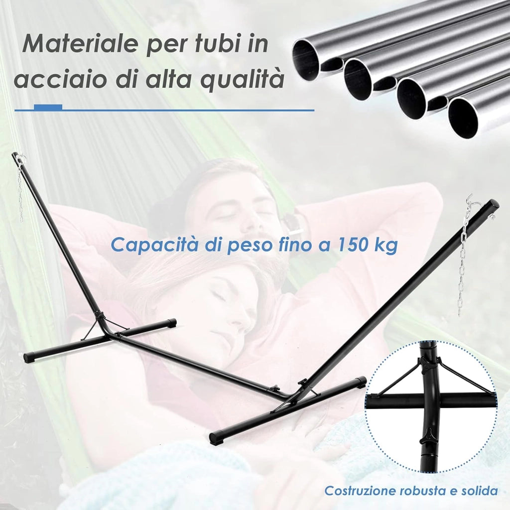 Supporto per Amaca, Supporto Regolabile Multiuso per Amaca con Gancio e Catena, con Struttura Resistente in Acciaio