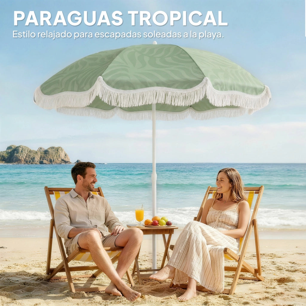 Ombrellone da Giardino con Frange ¨C Minimal ¨C Verde 180 cm ?