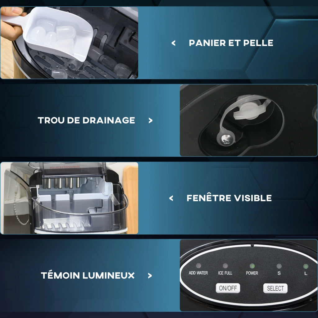 Macchina del Ghiaccio ¨C zephmum ¨C 1.7L Acqua, 0.9Kg Ghiaccio, 9 Cubi/6-12min