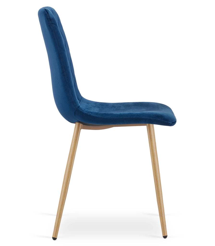 Sedia VALORA TURIN - Velluto blu navy con gambe in legno x 4