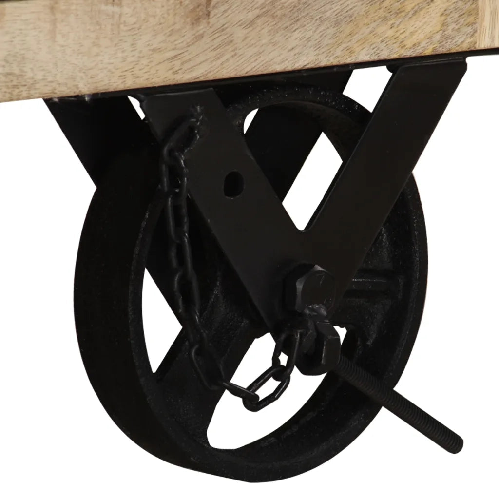 Mobile Porta TV con Ruote 110x30x37 cm in Legno di Mango Grezzo 328317