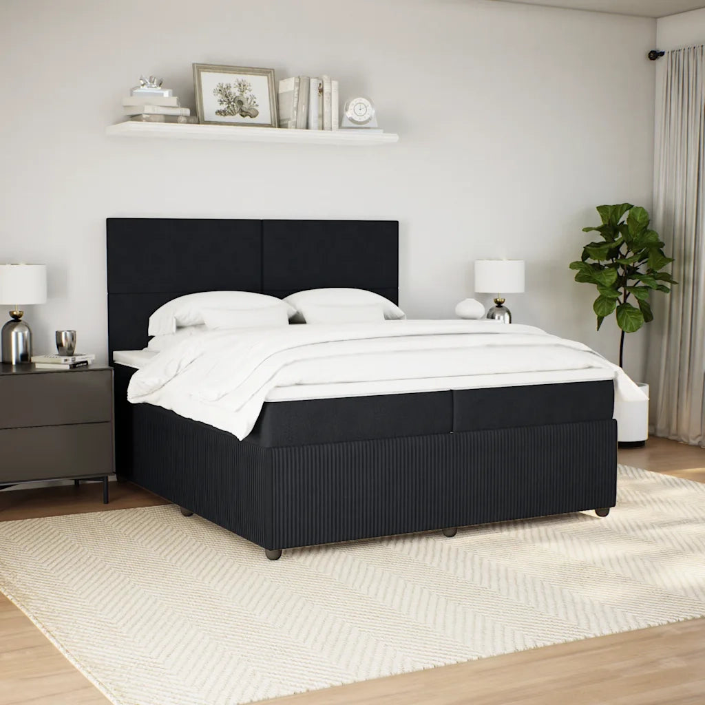 Giroletto a Molle con Materasso Nero 200x200 cm in Velluto