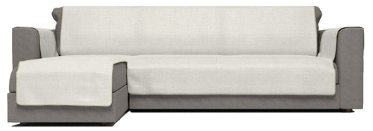 Copridivano in Poliestere con Penisola Sinistra Seduta 240 cm Panna