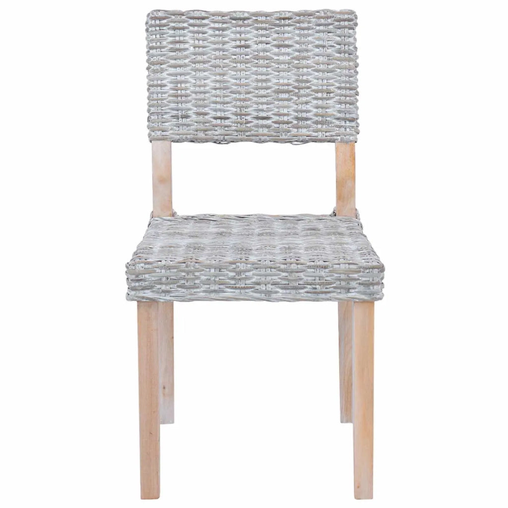 Sedia da pranzo 2 pcs Bianco Lavato 46 x 55 x 84 cm Rattan Kubu