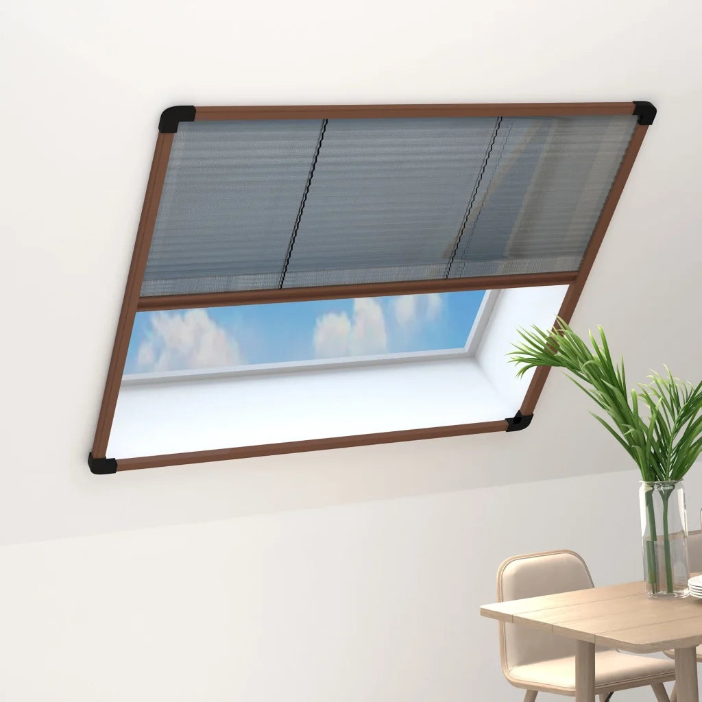 vidaXL Zanzariera Plissettata Finestre in Alluminio Marrone 120x120 cm