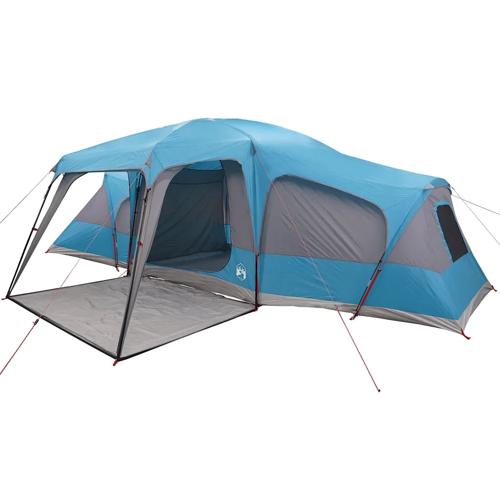 Tenda da Campeggio con Portico Cupola 9Persone Blu Impermeabile