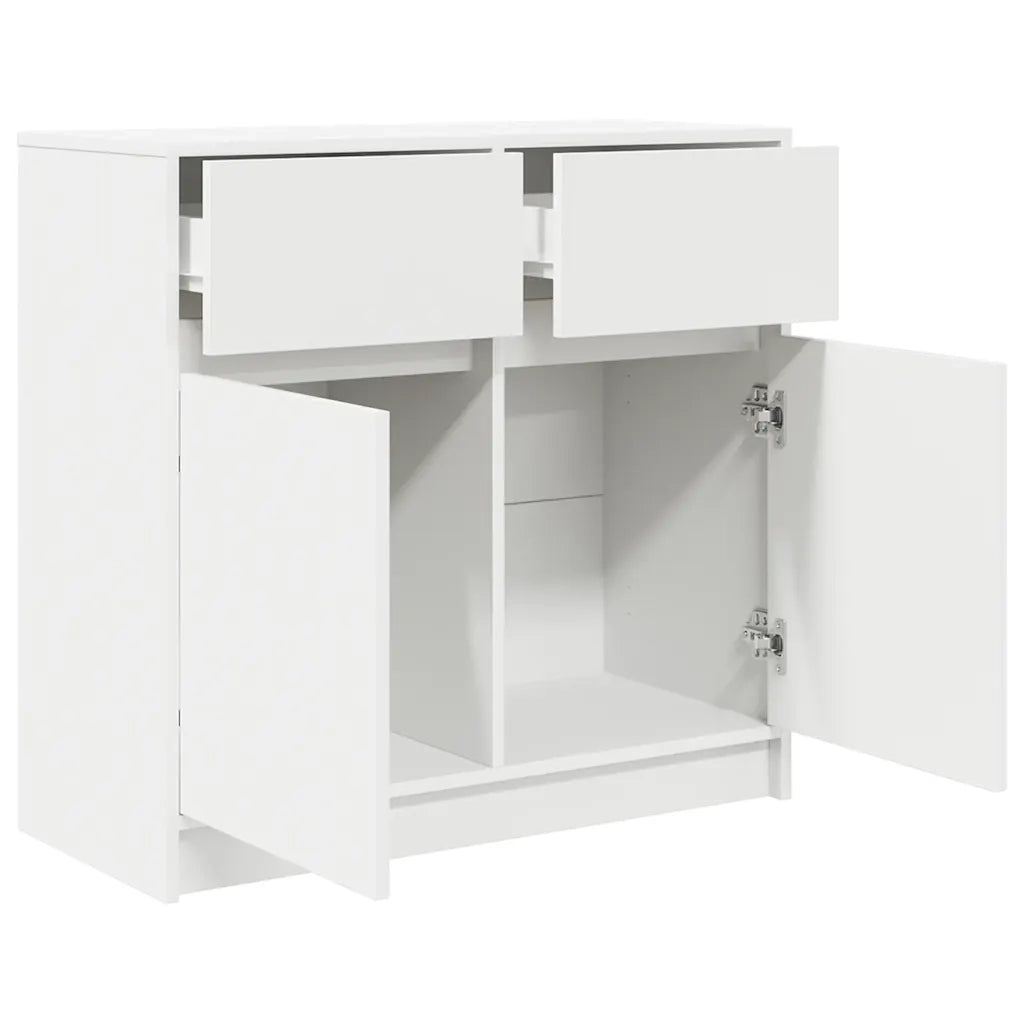 Credenza con Cassetto Bianco 80x34x76 cm in Legno Multistrato 861535