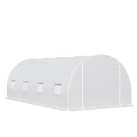 Serra da Giardino a Tunnel Per Piante, Struttura in Metallo e Copertura in PE, 6x3x2m, Bianco