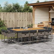 Set da Pranzo da Giardino 13pz con Cuscini Grigio in Polyrattan 3278173