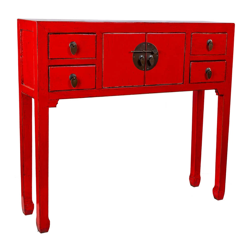 Mobile da ingresso in legno rosso 93x25x84cm