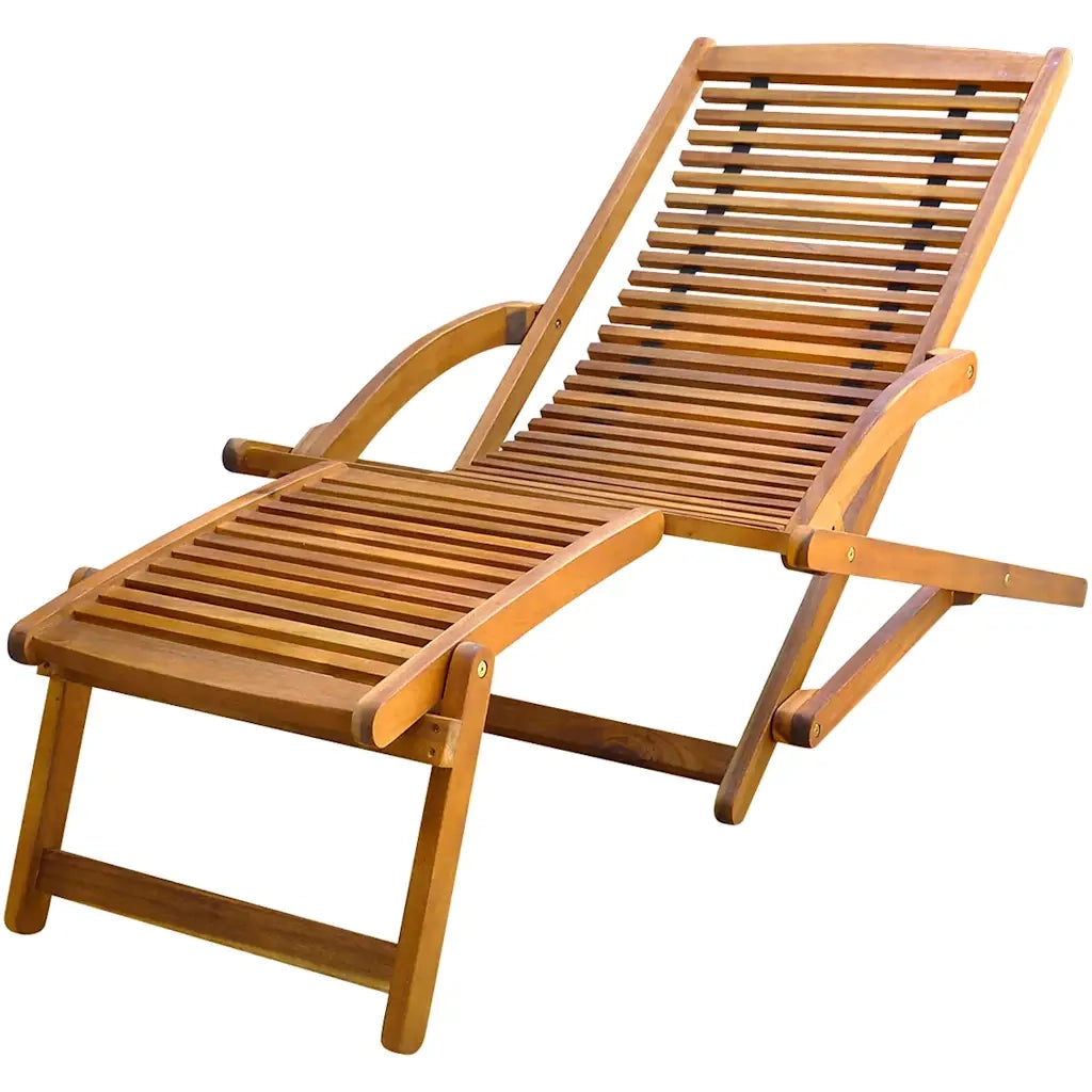 Sedia a Sdraio con Poggiapiedi in Legno Massello di Acacia 41806